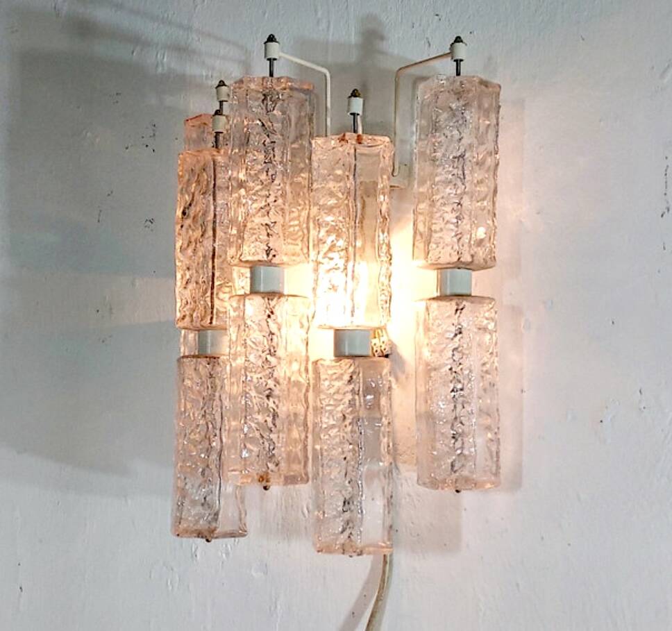 Paolo Venini pair of Murano glass wall lights, Italy 1960s