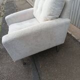 Vintage white fabric armchair