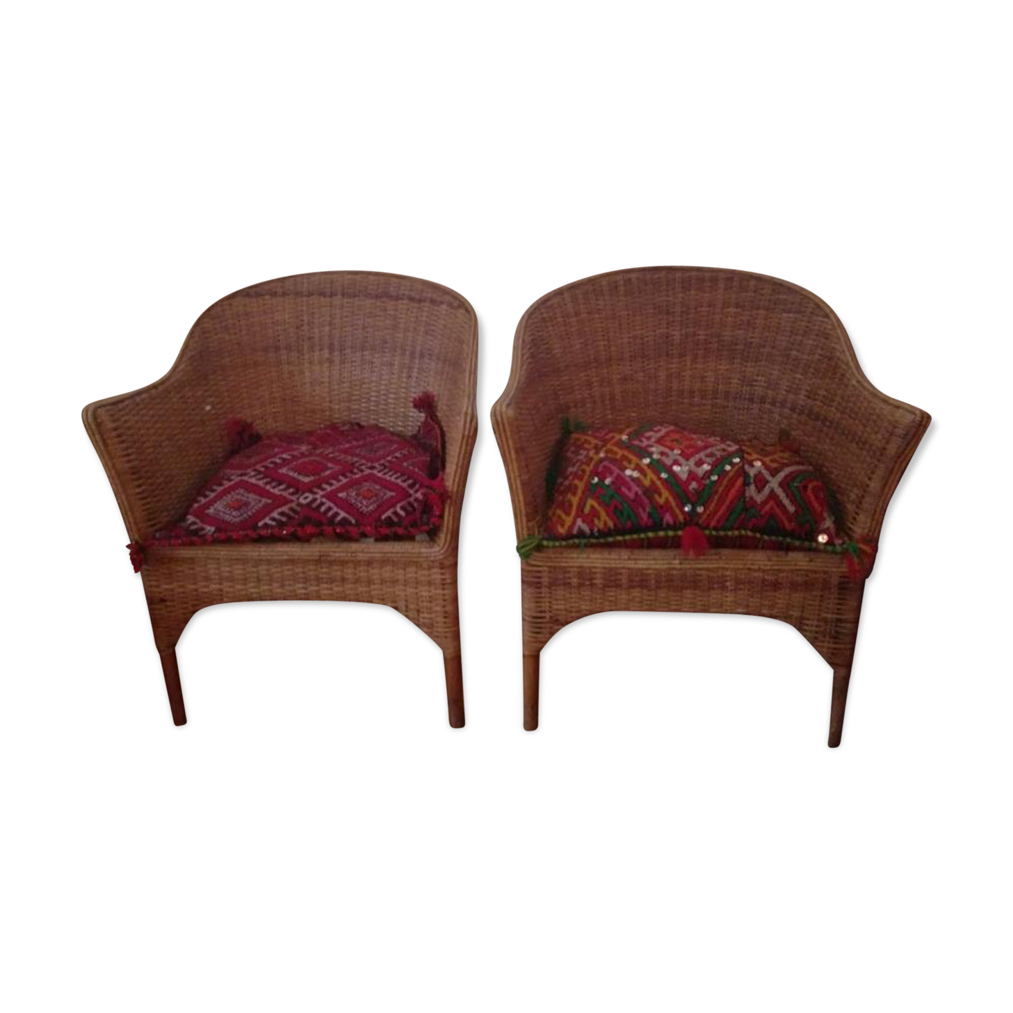 Pair of rattan armchairs