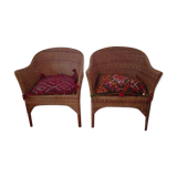 Pair of rattan armchairs