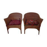 Pair of rattan armchairs