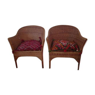 Pair of rattan armchairs