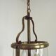 Lanterne suspendue à 2 lumières en laiton vintage français avec abat-jour en verre cylindrique 4948