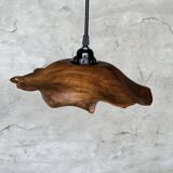 Small pendant light in corrugated teak leaf (Small D:30 H:20)