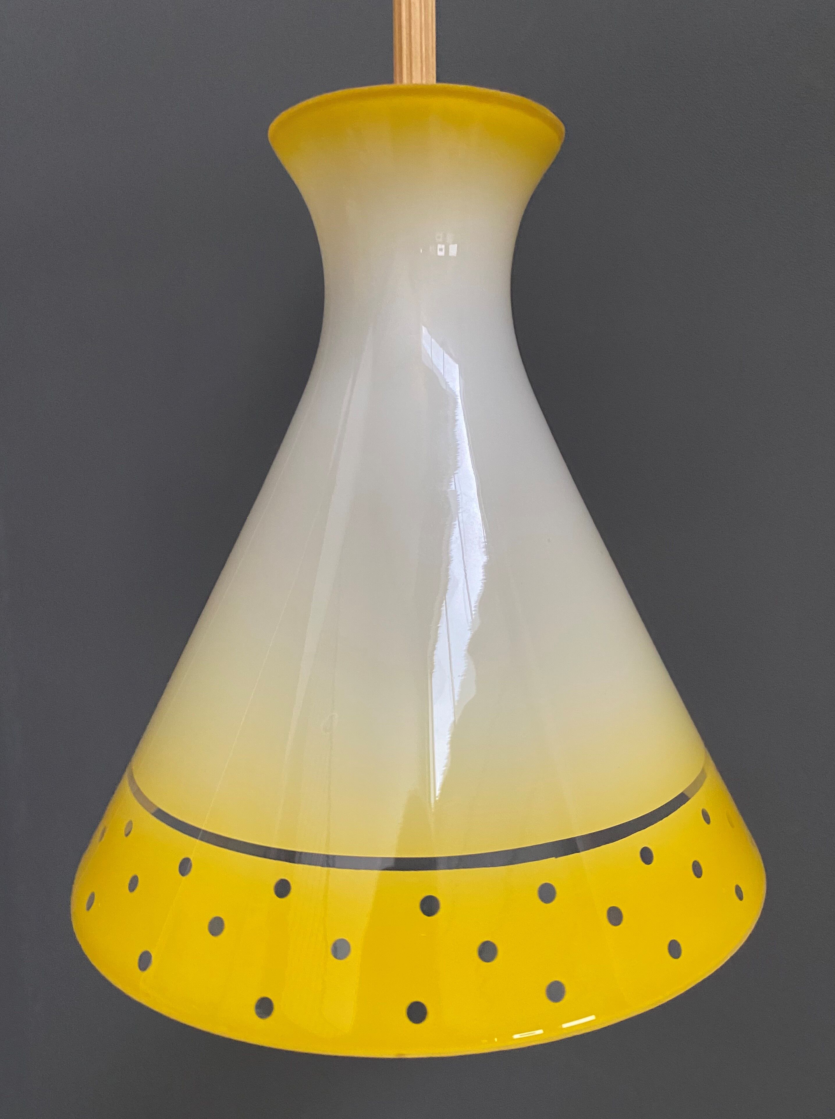 Yellow Glass pendant lamp 1960s