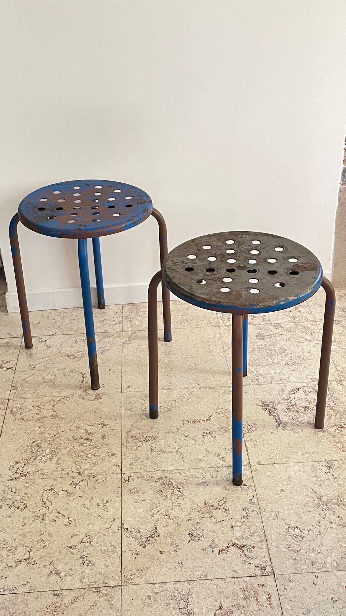 Industrial stool steel patina rusty steel vintage