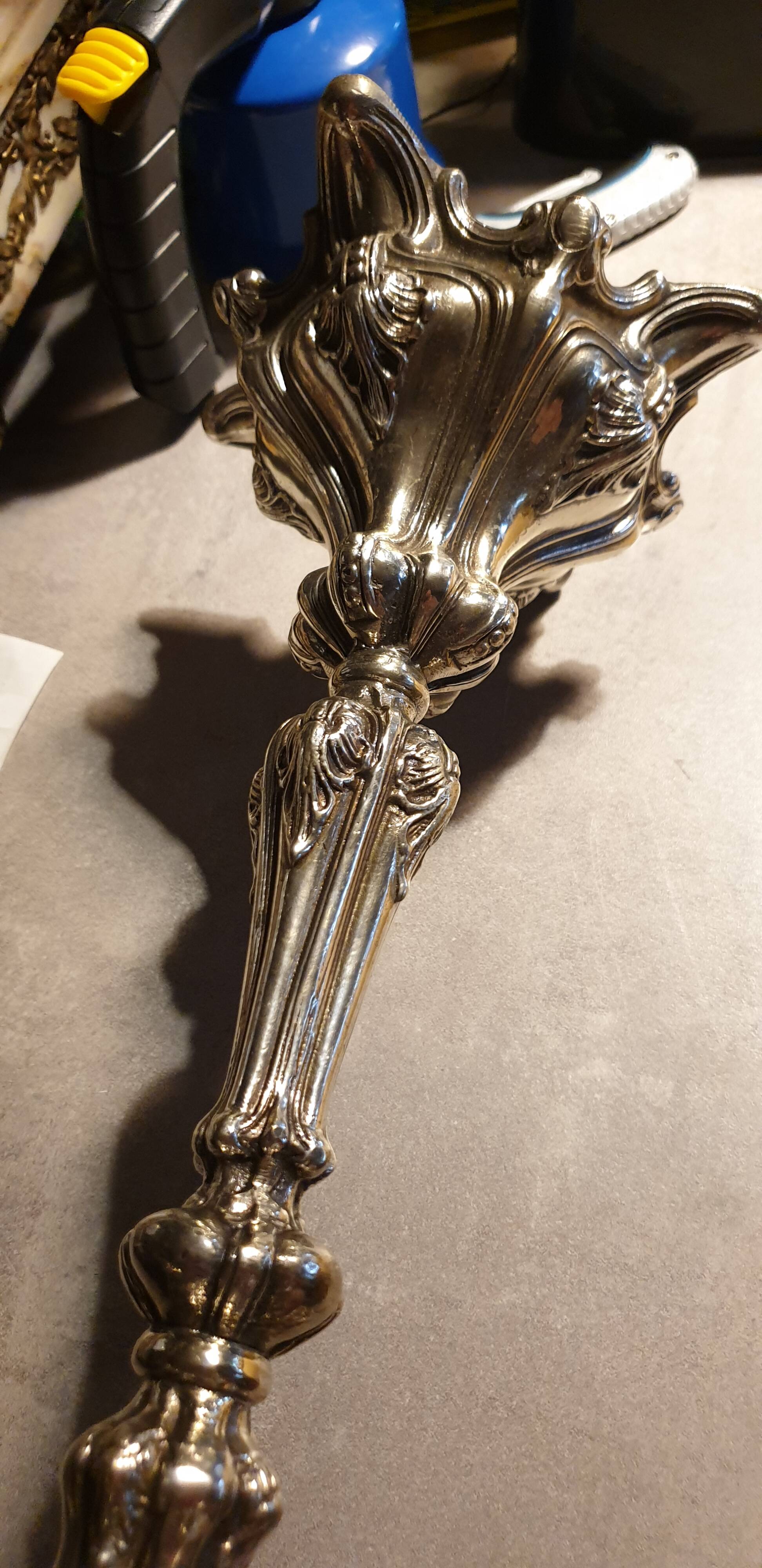 Silver metal candlestick 5 lights baroque style