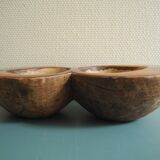 Ancien serviteur vide poches noix coco déco vintage serving tray bowl
