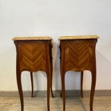 Pair of Louis XV style bedside tables in rosewood marquetry