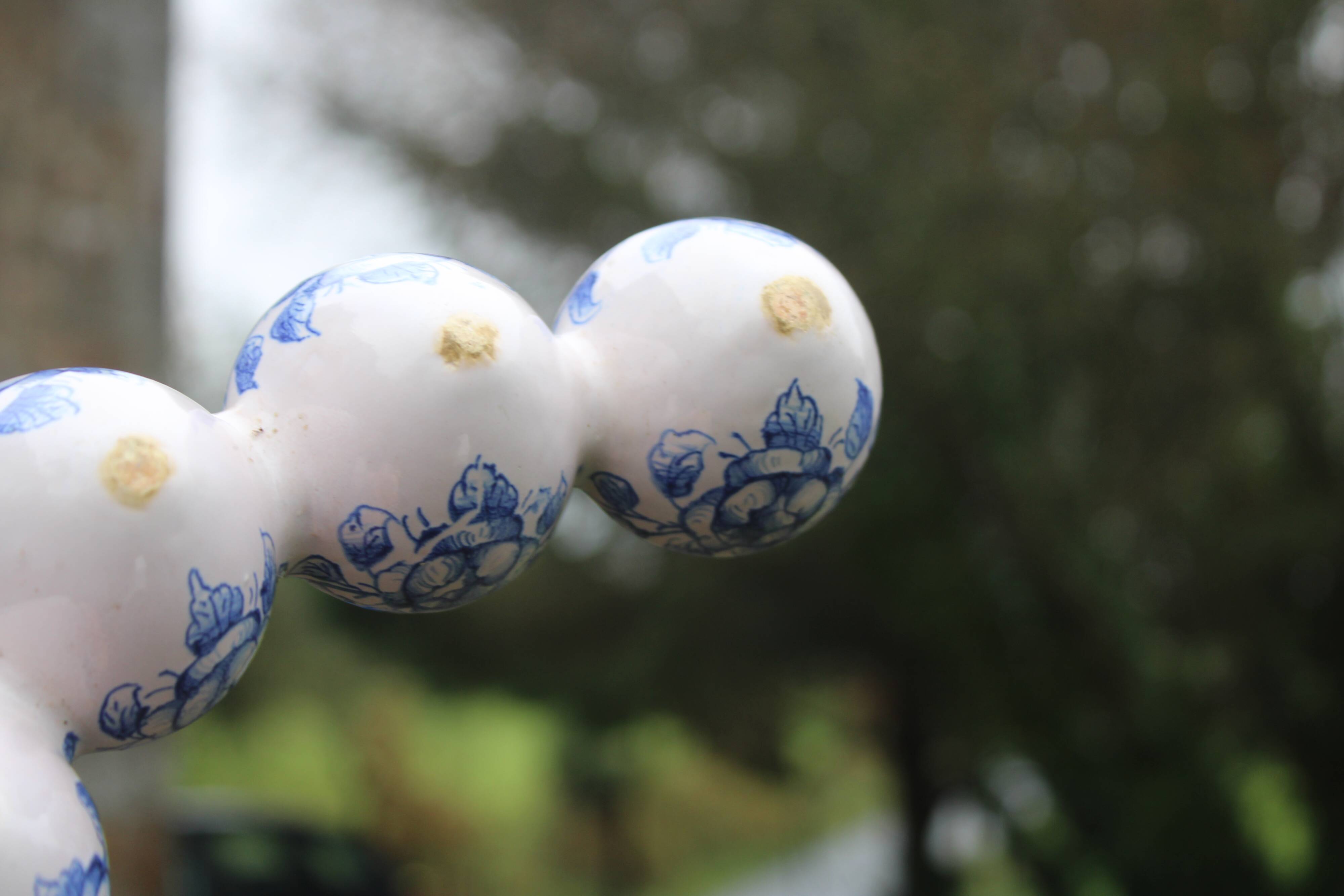 Pair of antique blue ceramic candlesticks • Apothecary size 5x2 (10 burners)