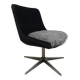 Mid-century redesigned swivel chair in velvet and faux fur.