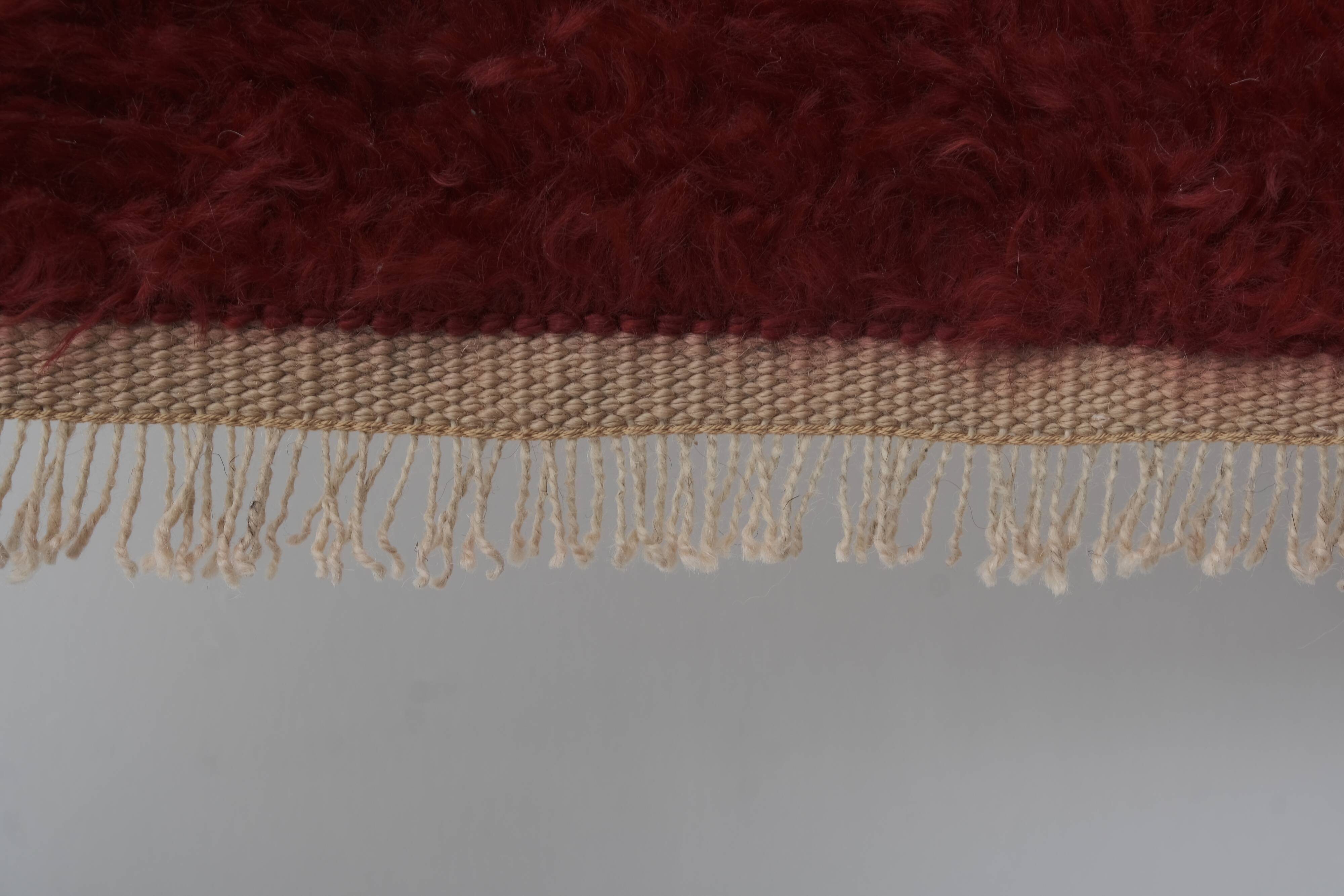 Vintage organic woon brown angora mohair tulu rug runner 2.8 x 6.8 ft