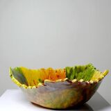 Vintage ceramic slip autumn leaf cup