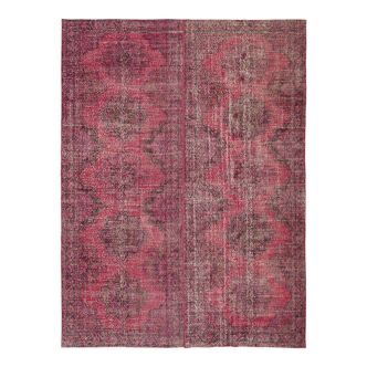 Tapis de laine rose noué à la main surteint des années 1970 282 cm x 369 cm