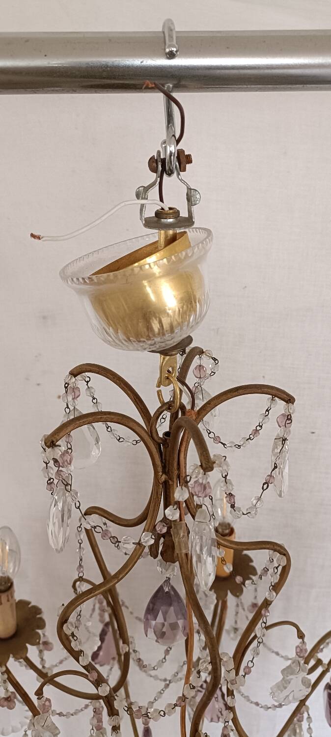 Chandelier with colored tassels