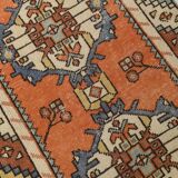 3x10 Orange Blue Handmade Geometric Vintage Runner Rug, 85x304Cm
