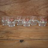 6 Verres transparent décors fleuris Luminarc vintage