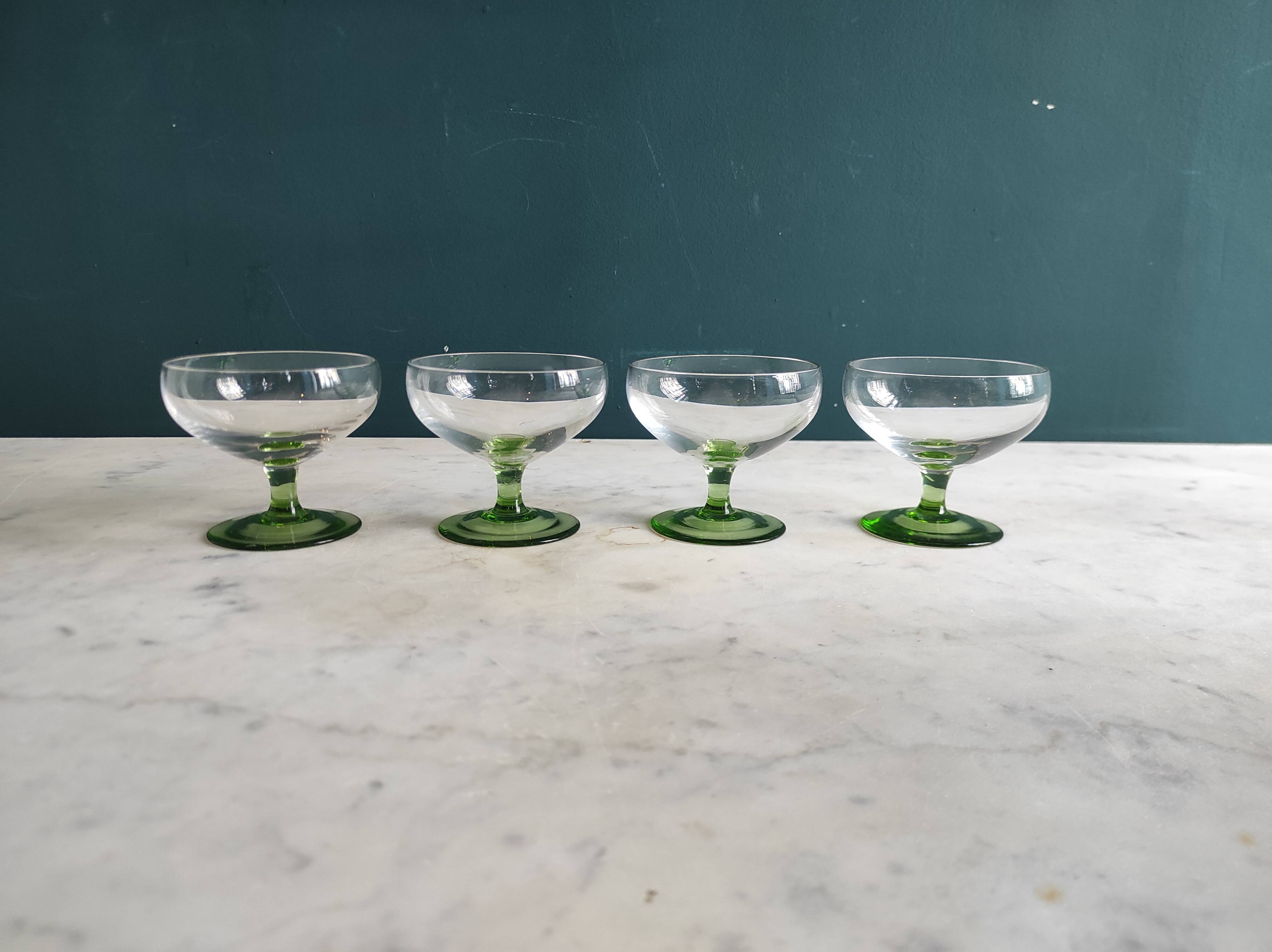 Set of four vintage French glasses for liquor