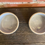 Pair of antique bowls handarbeit salt glaze blue decor vintage #d662