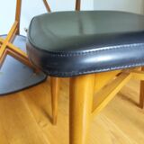 3 Scandinavian style skai faux leather and wood chairs