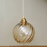 Vintage amber glass globe pendant light
