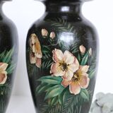Pair of ceramic vases, hand painted