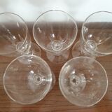 Set of 5 old screen-printed glasses