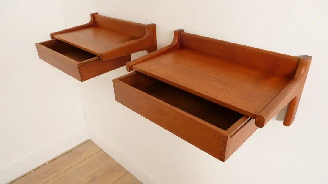 Set of Danish floating bedside tables | Teak | Vintage