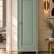 Parisian bonnetière, solid pine, Art Deco, renovated, grey-green.