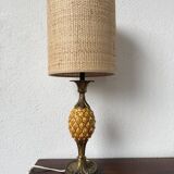 Lampe de table ananas céramique et laiton 1950