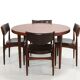 Set of 4 Johannes Andersen dining chairs in Rosewood with brown leather