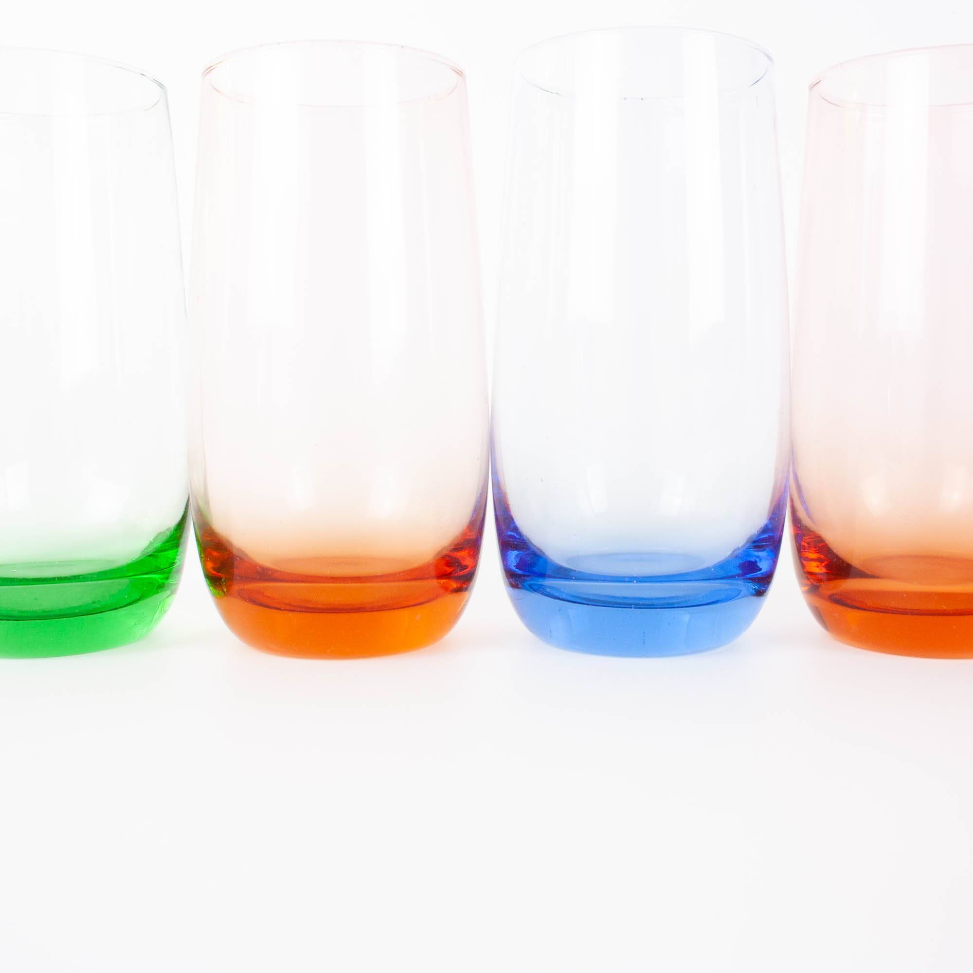 Set of 4 Italian Colorful Glasses, 1980s