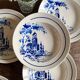 Set of 6 vintage deep plates with village decorations - Badonvillier