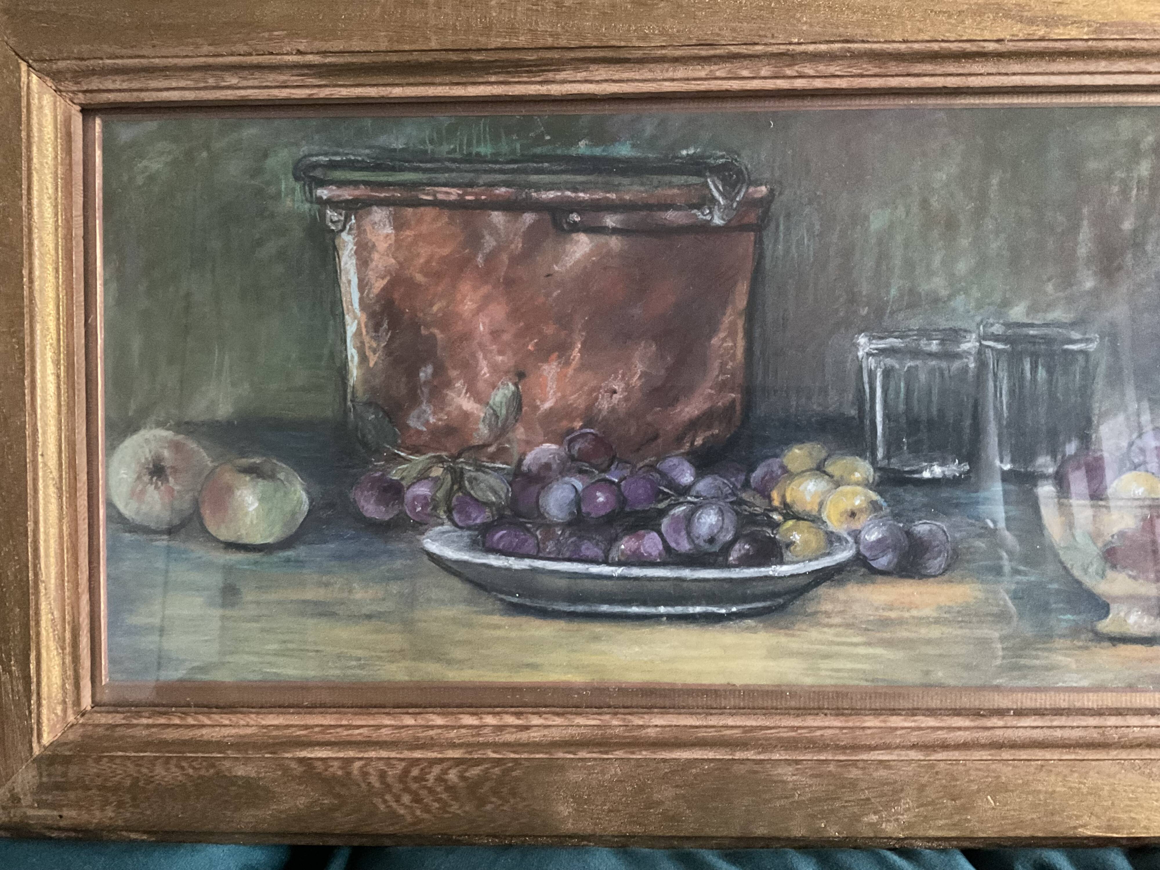 Tableau Nature morte aux fruits et pots de confiture