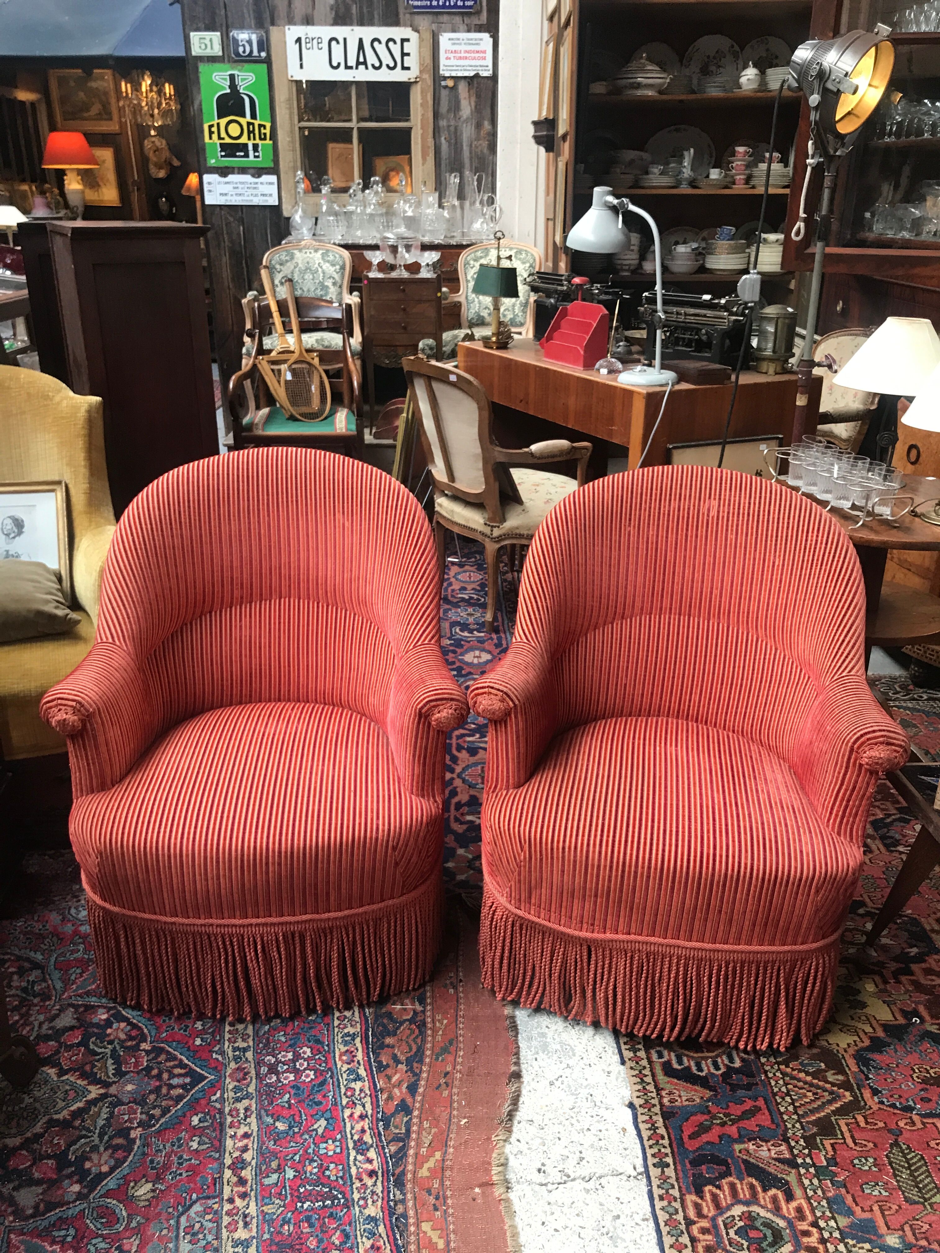 Paire de crapauds tissu velours  1950