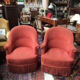 Paire de crapauds tissu velours  1950