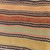 Yellow & Brown Striped Kilim Rug, Turkis Kilim Rug, 152x271Cm