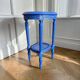 Table d'appoint ronde vintage en bois bleu / guéridon / support