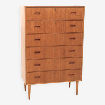 Scandinavian "tallboy" chest of drawers in teak, Sweden, 1950