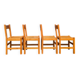 4 solid pine chairs selected by Charlotte Perriand for Le Arcs
