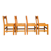 4 solid pine chairs selected by Charlotte Perriand for Le Arcs