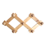 Extendable wall-mounted coat rack in light wood, 1980s
