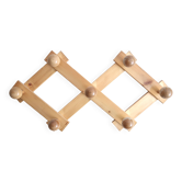 Extendable wall-mounted coat rack in light wood, 1980s