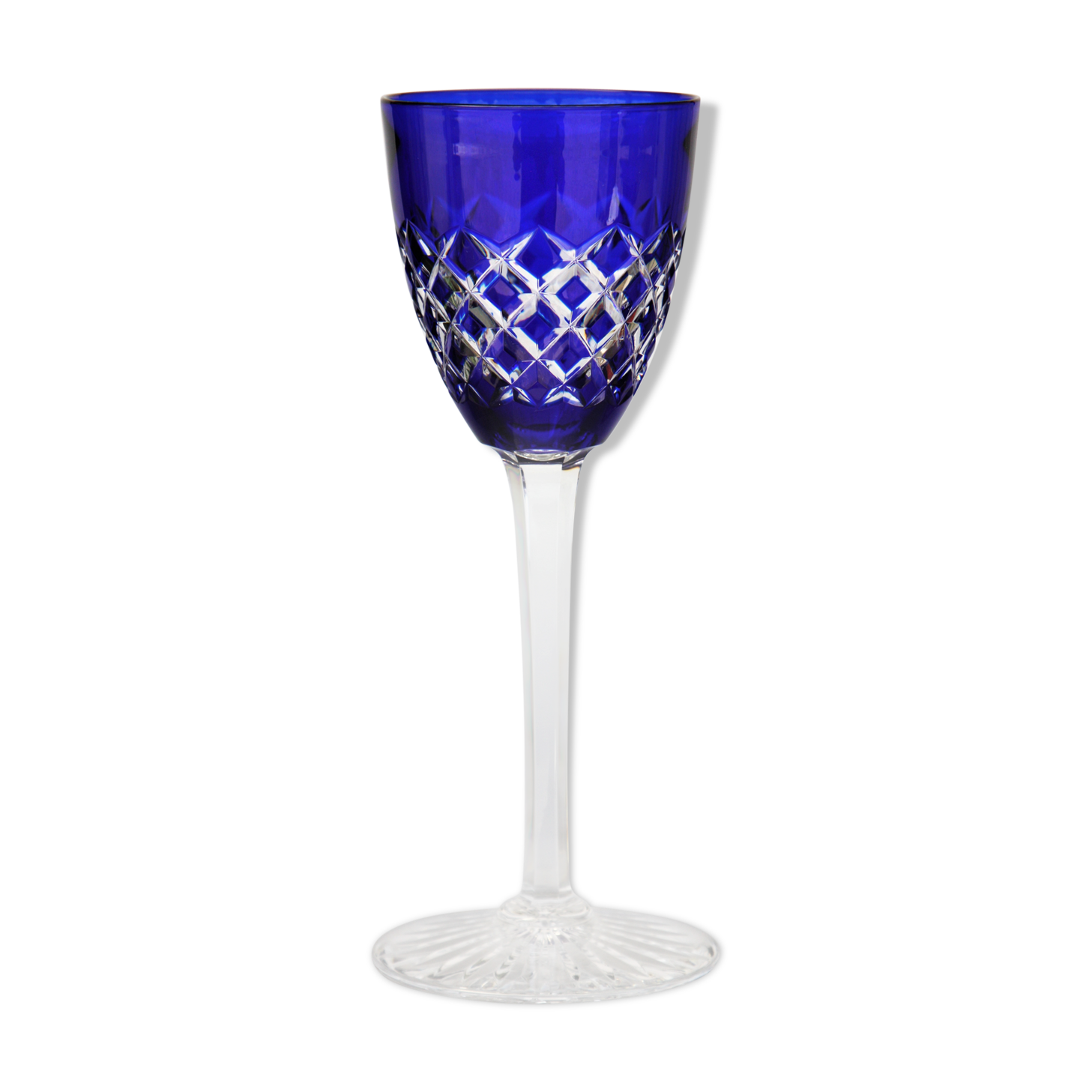 Baccarat crystal wine glass model Burgos cobalt blue
