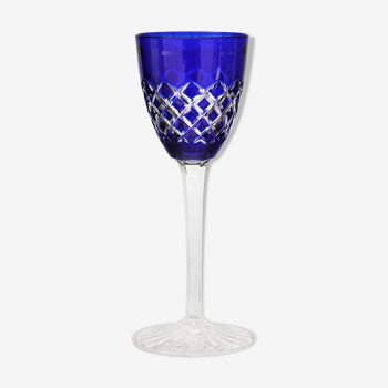 Baccarat crystal wine glass model Burgos cobalt blue