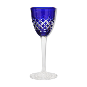 Baccarat crystal wine glass model Burgos cobalt blue