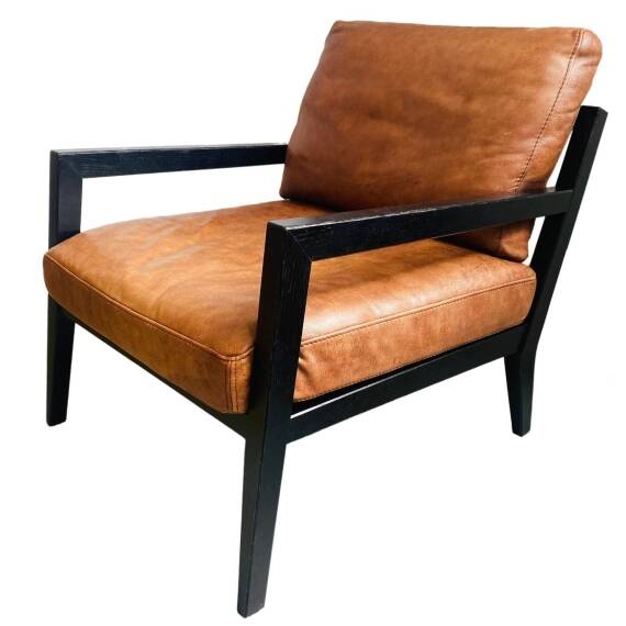 Vintage Danish design armchair nubuck leather brown wood