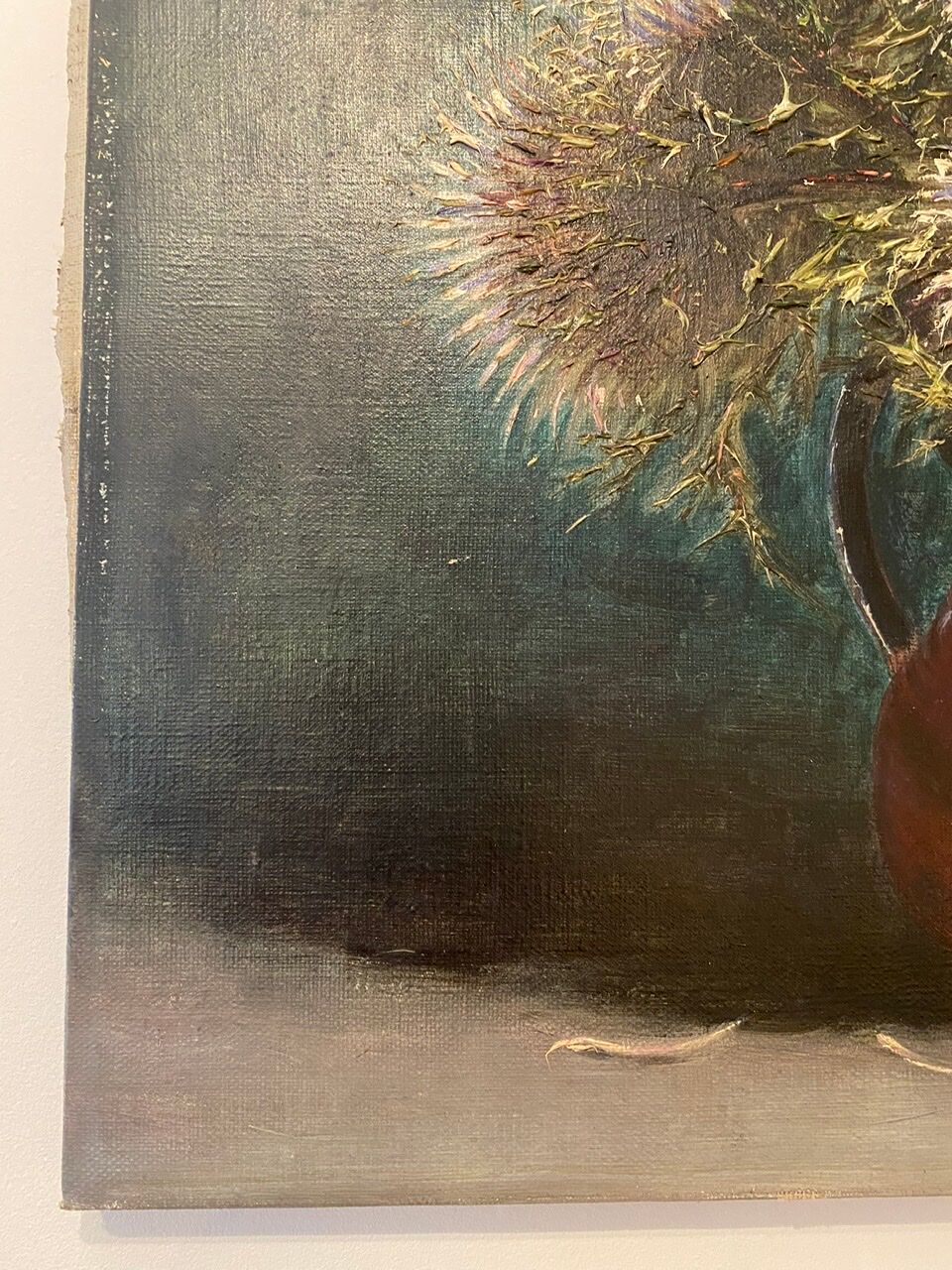 Old painting, still life with thistles signed C.Jung, 1928