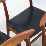 C.M. Madsen set of six 'W2' teak and leather dining chairs by Hans J. Wegner