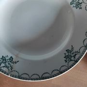 Hollow porcelain plates St Amand green flowers